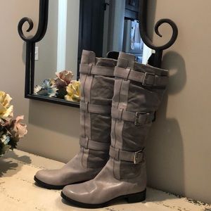 Gray Leather and suede boots
